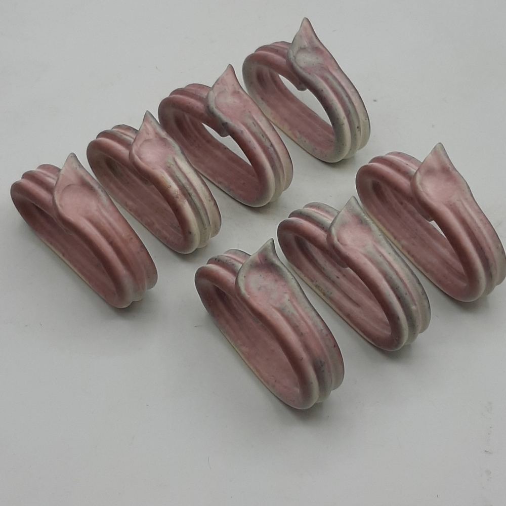 Set of 7 Ceramic Napkin Rings Handmade Abstract Lily Tableware Home Decor